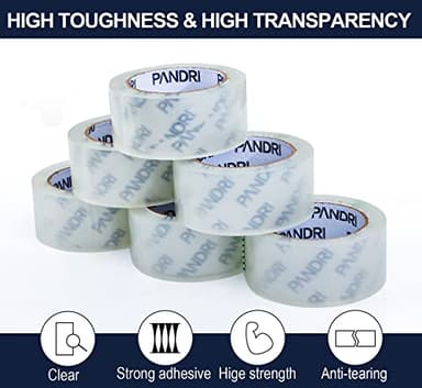 PANDRI Clear Packing Tape, 24 Rolls Heavy Duty Packaging Tape for Shipping Packaging Moving Sealing, 1.88 inches Wide, 65 Yards Per Roll, Total 1560 Yards - Image 4