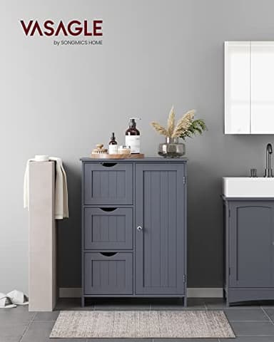 VASAGLE Bathroom Floor Storage Cabinet, Freestanding Bathroom Storage Unit with 3 Drawers, 1 Adjustable Shelf, 11.8 x 23.6 x 31.5 Inches, Slate Gray UBBC049G01 - Image 2