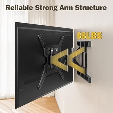 Mounting Dream Ultra Slim TV Wall Mount for 26-75 Inch Television, Full Motion Bracket with Smooth Extension, Swivel and Tilt, 1.38” Thin Low Profile TV Mount Fits 16'' Studs, Up to 400x400mm, 88lbs - Image 6