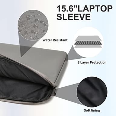 Keyli Laptop Bag for Women 15.6 inch Waterproof Leather Laptop Tote Bag Christmas Gift classy Professional Office Work Briefcase Computer Bags Stylish Laptop Sleeve Purse Shoulder Bag 3pcs Sets Grey - Image 5