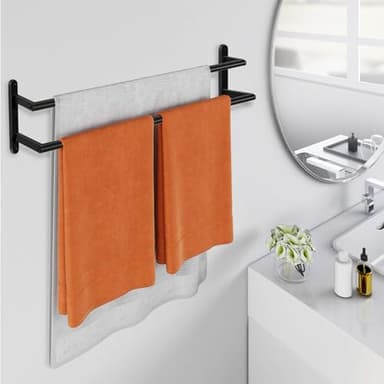 JIAPAIDUO Double Towel Bar, 24Inch Towel Rack for Bathroom, Stainless Steel Double Bath Towel Bar, Wall Mounted Towel Holder, Double Towel Rod Towel Rail Hanger for Wall, Kitchen (Matte Black) - Image 4