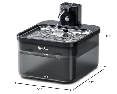 DownyPaws Cat Water Fountain Stainless Steel Cordless, 84oz/2.5L Fursink Wireless Pet Water Fountains for Cats Indoor, Battery Operated Cat Drinking Fountain, Ultra Quiet Pump, BPA-Free, Black - Image 9