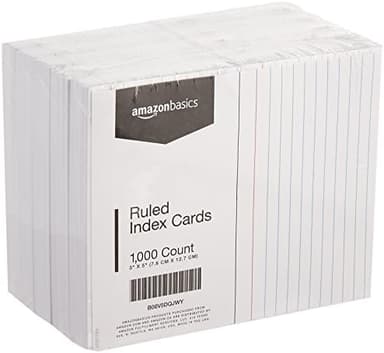 Amazon Basics Ruled Lined Index Cards, 1000 count, 10 Pack of 100, White, 3 in x 5 in - Image 3