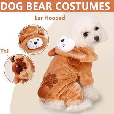 Generic Fleece Dog Pajamas Winter Warm Dog Sweater for Small Dogs Thick Puppy Pajamas Cute Soft Dog Clothes Pet Costume for Small Breed (Teddy Bear, XX-Small) - Image 2