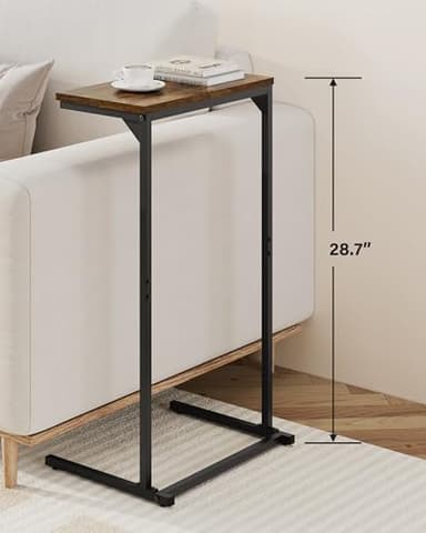 TUTOTAK C Shaped End Table, Tv Tray, Small Side Table, 28.7 inch Tall Couch Table, Tray Table, Sofa Table, Living Room, Bed Room, Brown TB01BB071 - Image 3