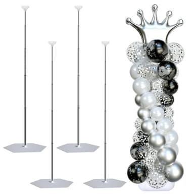 Balloon Arch Stand, Balloon Stand Set of 4, 7 Feet Height Adjustable Metal Balloon Column Stand for Party Decorations Wedding Birthday, Graduation Party Decoration, Baby Shower - Image 1