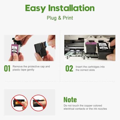 ONLYU 63XL Ink Cartridge Compatible for HP Ink 63 XL Black and Color Combo Pack Works with Printers OfficeJet 3830 4630 4650 4655 5252 5255 5258 Envy 4520 4512 DeskJet 1112 2130 (2 Packs) - Image 6
