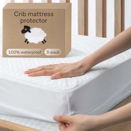 Niagara Crib 3 Pack 100% Waterproof Mattress Protector, Soft Breathable Crib Mattress Protector with Deep Pocket, Mattress Pad for Toddler and Baby (52x28, White) - Viscose Made from Bamboo - Image 1