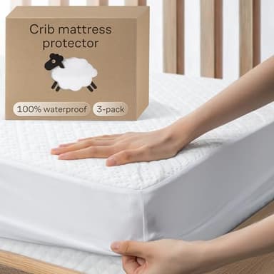 Niagara Crib 3 Pack 100% Waterproof Mattress Protector, Soft Breathable Crib Mattress Protector with Deep Pocket, Mattress Pad for Toddler and Baby (52x28, White) - Viscose Made from Bamboo - Image 1