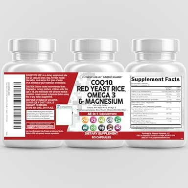 Clean Nutraceuticals COQ10 200mg Red Yeast Rice Omega 3 Magnesium Complex 500mg Niacin Zinc Vitamin K2 D3 - Heart Support Vitamins for Women & Men w/Vitamin B3, Coenzyme Q10-60 Ct - Image 9