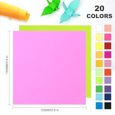 Origami Paper 200 Sheets,20 Colors 6 Inch Square Colored Paper for Crafts,Double Sided Origami Folding Paper for Arts and DIY Projects,15x15cm - Image 2