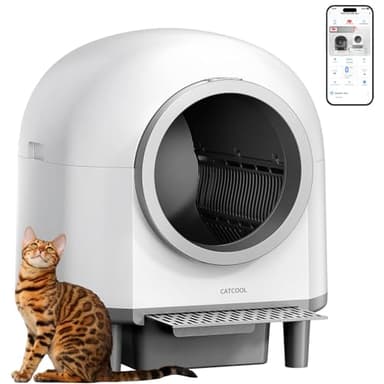 Automatic Cat Litter Box Self Cleaning,Smart Litter Box with 10 Safety Sensor Radars,100L Electric Cat Litter Boxes with Stairs for Multiple Cats,APP-Control,Advanced Odor Control OMCPET (White) - Image 1