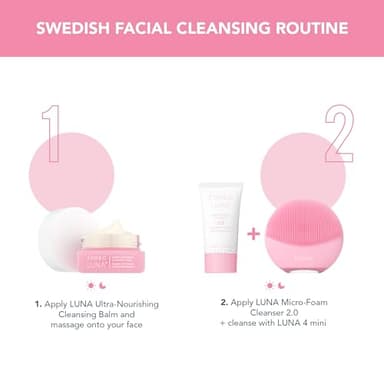 FOREO LUNA 4 mini Set Face Cleansing Brush & Face Massager + Ultra-Nourishing Cleansing Balm, 0.5 fl oz + Micro-Foam Cleanser 2.0, 0.67 fl oz - Face Care - Facial Skin Care Products for All Skin Types - Image 4