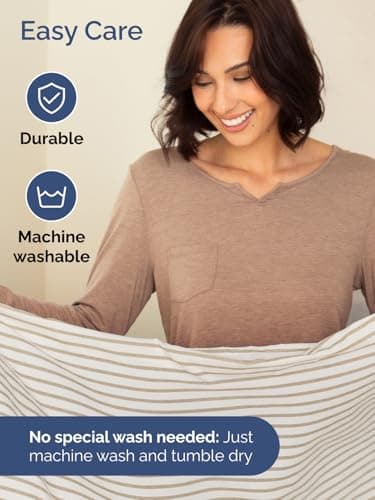 Extra Deep King Sheet Set - 6 Piece Breathable and Cooling Sheets - Hotel Luxury Bed Sheets Set - Easy Fit - Soft, Wrinkle Free and Comfy Sheets Set - Beige Striped Sheet Set with Extra Deep Pockets - Image 7