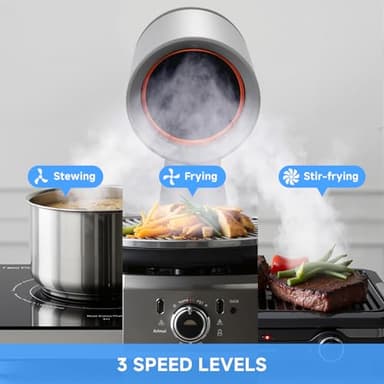 AMZCOOKTOP 2.0 Portable Range Hood Kitchen Powerful 3-Speed Suction Desktop Compact Range Hood with 2 Replace Filter Upgrade Low Noise Kitchen Exhaust Fan with Large Oil Collection Cup - Image 7