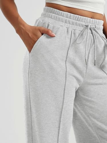 AUTOMET Womens Wide Leg Sweatpants Flare Lightweight Baggy Straight Leg Pants Oversized Joggers Fall Fashion 2025 Gray XS - Image 5
