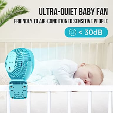BLBS Clip on Fan 65Hrs Camping Fan with LED Light, 12000mAh Battery Operated Fans & PortableFan Rechargeable, Small Desk Fans USB TravelFan for Tent Camping Golf Stroller, Blue - Image 6