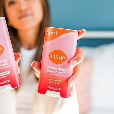 Lume Skin Care Gift Set for Women, Whole Body Deodorant Starter Pack - Smooth Solid Stick, Invisible Cream Tube, Acidified Body Wash Mini & Deodorant Wipes - Aluminum Free Odor Control (Peony Rose) - Image 5