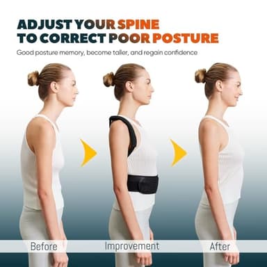 HEZKUGU Posture Corrector For Women and Men, Fully Adjustable Back Brace, Back Straightener Posture Corrector Providing Pain Relief From Neck, Shoulder, Back, Lumba (Small/Medium) - Image 3