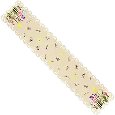 Simhomsen Embroidered Pink, Blue and Purple Tulips and Lavenders Floral Table Runners for Spring and Easters (13 × 54 inches) - Image 3