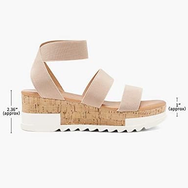 DREAM PAIRS Women's Open Toe Elastic Ankle Strap Casual Flatform Platform Wedges Sandals - Image 5