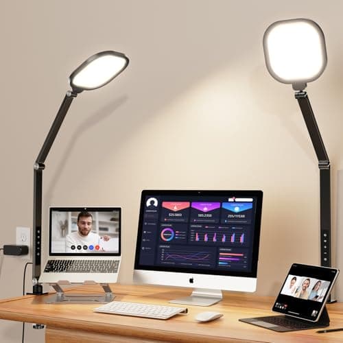 2Pack Video Conference Lighting, Zoom Lighting for Computer with Clamp, 30 Light Modes, Eye Caring Swing Arm Desk Light with Memory & Timing Func for Home Office, Video Call, Video Conferencing - Image 1