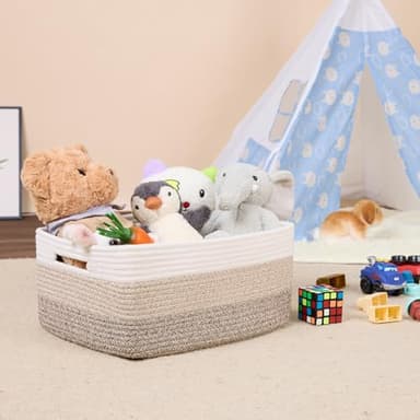 MiniArk Large Storage Baskets for Shelves, Closet Organizers Bins for Clothes Blanket Towels, Baby Nursery, Toy Baskets Box, Woven Rope Baskets, 17 x 13 x 7.5”, 2 Packs Gradient Brown - Image 5