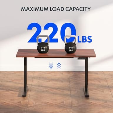 FLEXISPOT E6 Essential 3 Stages Dual Motor Electric Standing Desk 48x24 Inch Whole-Piece Board Height Adjustable Desk Electric Sit Stand Desk(Black Frame + Mahogany Desktop, 2 Packages) - Image 6