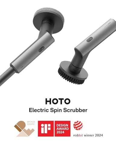 HOTO Cordless Electric Spin Scrubber, IPX7 Full Body Waterproof Bathroom Cleaning Brush, Max 22 in-lb, Shower Scrubber Brush with Long Handle, 6 Brush Heads, Power Scrubber for Bathroom, Floor, Tile - Image 6