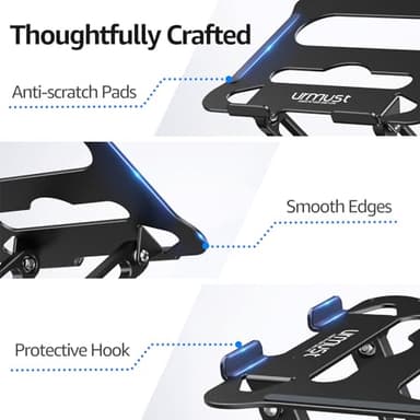 Urmust Laptop Notebook Stand Holder Adjustable Laptop Stand Portable Computer Riser Compatible with MacBook Air Pro HP Dell XPS Lenovo All Laptops 10-15.6"(Black) - Image 8
