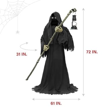 Haunted Hill Farm Motion-Activated 6-Ft. Tall Ghostly Guide, Plug-in Talking Scare Prop Animatronic with Spooky Sound Effects and Lights for Indoor or Covered Outdoor Creepy Halloween Decoration - Image 5