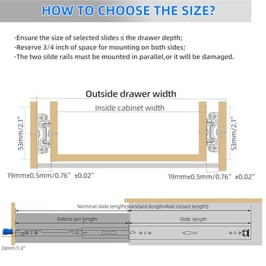 SLIDEWAY 260 Lbs Heavy Duty Locking Drawer Slides 1 Pair 12 14 16 18 20 24 26 30 32 40 Inch Full Extension Ball Bearing Sliding Rails Cabinet Runners Tracks RV Glides (53mm Wide with Lock)-16" - Image 6
