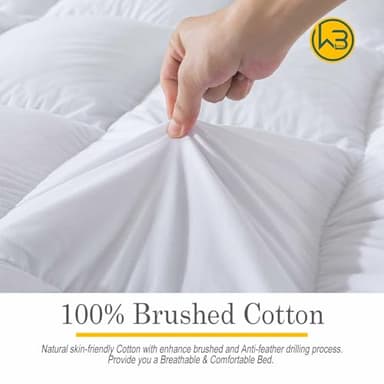 WhatsBedding 5 Inch Duck Feather Bed Twin Size, 100% Cotton Extra Thick Mattress Topper, 2500GSM Overfilled Pillow Top, Hotel Collection Mattress Topper - Image 2