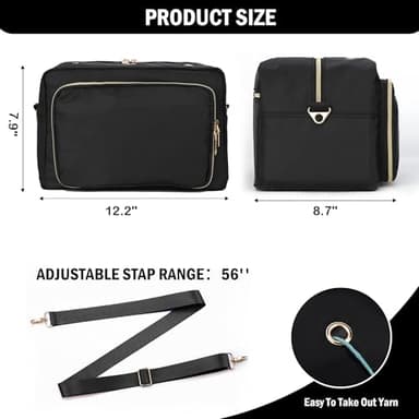 EXLIFBAG Crochet Bag, Yarn Storage Organizer with Adjustable Shoulder Straps, Yarn Bag for Crochet Accessories, Knitting Needles & Crochet Hooks - Image 2