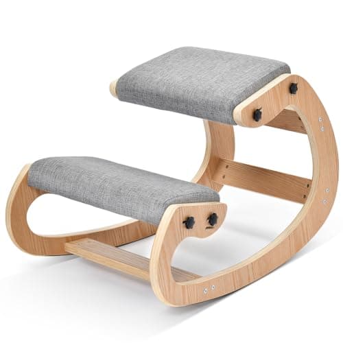 Kneeling Chair Ergonomic Posture Chair, Wood Adjustable Rocking Knee with Soft Padding, Natural Relief for Neck or Back Pain for Home Office, Max Load 300 lb - Image 1