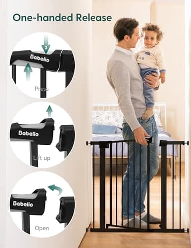 Babelio Baby Gate for Doorways and Stairs, 26-40" Auto Close Dog Gate, Easy-Install Pressure Mounted Satey Door, No Drilling Safety Gate for Child and Pets, Pressguard, Black - Image 4