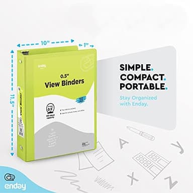 ½ Inch 3 Ring Binder, .5 Inch Round Ring Clear View Cover with 2 Inside Pockets Binders, Colored School Supplies Binders in Grey, Pink, Blue, Purple, Green and Red, Multicolor (6 PC) – by Enday - Image 5