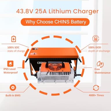 CHINS 36V Lithium Golf Cart Battery, 36 Volt 100Ah LiFePO4 Battery, Built-in Bluetooth 200A BMS, Includes 36V 25A Charger, Monitor, Perfect for Golf Carts - Image 7