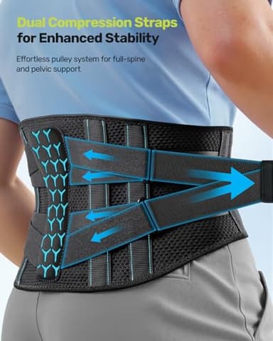 Rakiie Back Brace for Lower Back Pain, 7 Stays Ergonomic Support Brace with Comfortable 3D Pad, Easy to Put On/Off Lumbar Support Belt for Women Men, Pain Relief from Sciatica, Herniated Disc, Size M (Waist: 33.5"-39.4") - Image 3