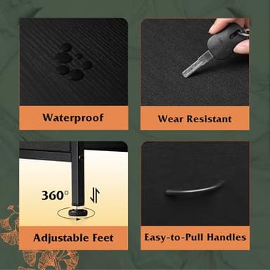 WLIVE Dresser with 4 Drawers, Fabric Storage Tower, Organizer Unit for Bedroom, Hallway, Entryway, Closets, Sturdy Steel Frame, Wood Top, Easy Pull Handle, Charcoal Black - Image 6