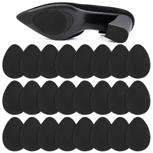 PEASUG 24PcsThick Anti Slip Shoe Grips on Bottom of Shoes, Self Adhesive Non Slip Shoe Pads Stickers, 1mm Rubber High Heels Non-Skid Shoes Gummi Sole Protector, Black - Image 1