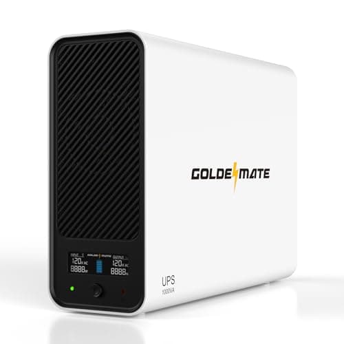 GOLDENMATE 1000VA/600W Lithium UPS Battery Backup and Surge Protector, Backup Battery Power Supply with LiFePO4 Batteries(153.6 Wh), Sinewave UPS System, 10 Years Lifespan, 8-Outlets, LCD Display - Image 1