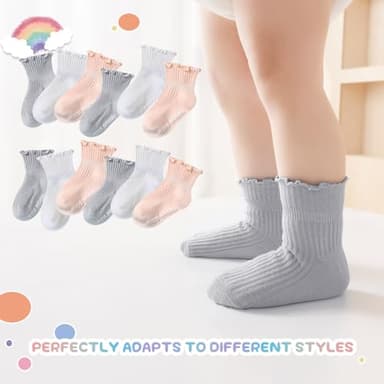 Aroveea Baby Toddler Socks Grip Non Slip Boys Girls Cotton 12 Pack for 1-3T Kids Ankle Cute Socks 6M-7Years - Image 5