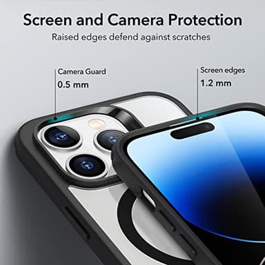 ESR Classic Hybrid Magnetic Case with HaloLock, Compatible with MagSafe Wireless Charging for iPhone 14 Pro Max Case, Shockproof Military Standard Protection, Scratch-Resistant Back, Clear Black - Image 8