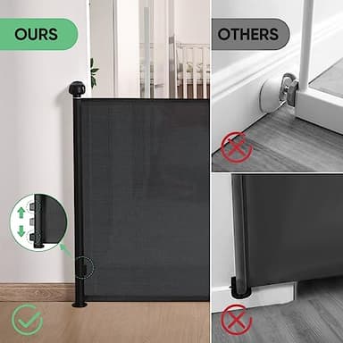 Likzest Retractable Mesh Gate, 33" Tall, Extends up to 55" Wide, Child & Pet Safety Gate for Stairs, Doorways & Hallways, Ideal for Dogs & Cats Indoors & Outdoors (Black) - Image 5