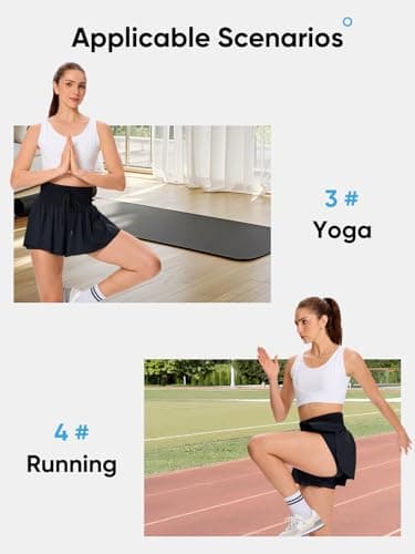Flowy Womens Athletic Shorts High Waisted Gym Yoga Workout Running Butterfly Tennis Sports Active Wear Skorts Skirts with Pockets Spandex Sweat Pants Cute Lounge Trendy Clothes Casual Summer Black M - Image 5