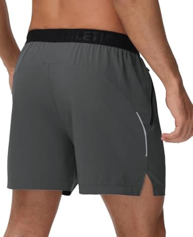 GymBrave Men's 5 inch Athletic Running Shorts with Zipper Pockets Lightweight Quick Dry Workout Gym Shorts for Men 2 Pack Black Grey XL - Image 3