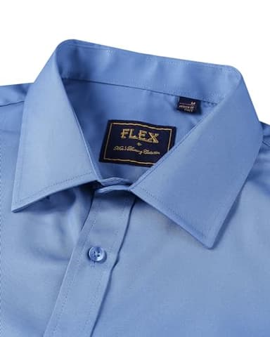 Alimens & Gentle Mens Short Sleeve Dress Shirts Wrinkle Free Solid Casual Button Down Shirts with Pocket, Indigo Blue, 4X-Large - Image 3