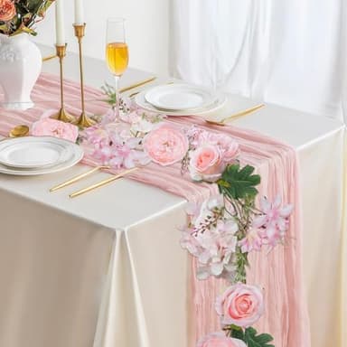 Minnhua Artificial Flower Garland Decorations Pink Floral Garland for Table 5.9Ft Silk Rose Vines Peony String Flowers for Home Centerpiece Wedding Room Party Backdrop Summer Decor - Image 5