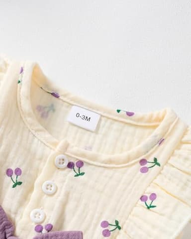 sweetabby 18 Months Girl Clothes Toddler Girl Dresses Linen Summer Outfit Girls White Grape Swing Dress Princess Ruffle Short Sleeve Sundress 18-24 Months - Image 4